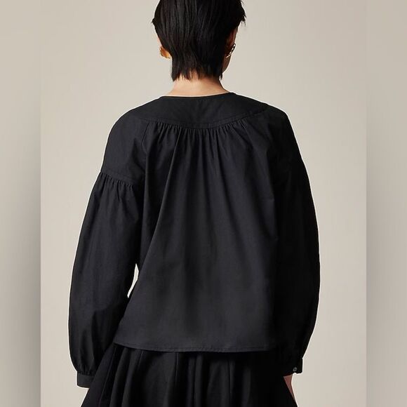 NWT J CREW Shirred popover top in cotton poplin in white - Picture 6 of 9